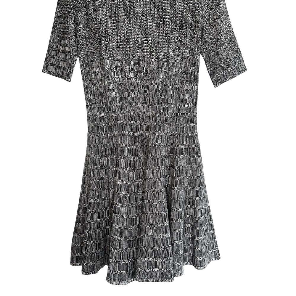 Ivanka Trump Knit Sweater Dress M Fit Flare Circle Marled Gray Black Knee Length - Picture 7 of 12